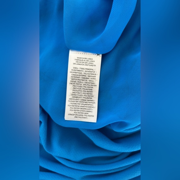 Lauren Ralph Lauren Midi Dress Women 8 Blue Crepe Belt Flutter Sleeve - Picture 13 of 13